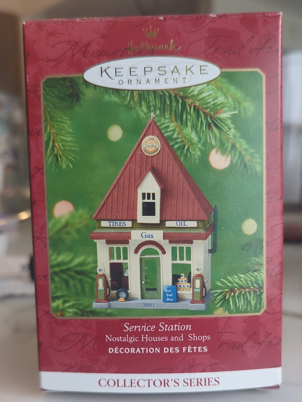 2001 Service Station Hallmark Keepsake Christmas Ornament Nostalgic Houses Shops